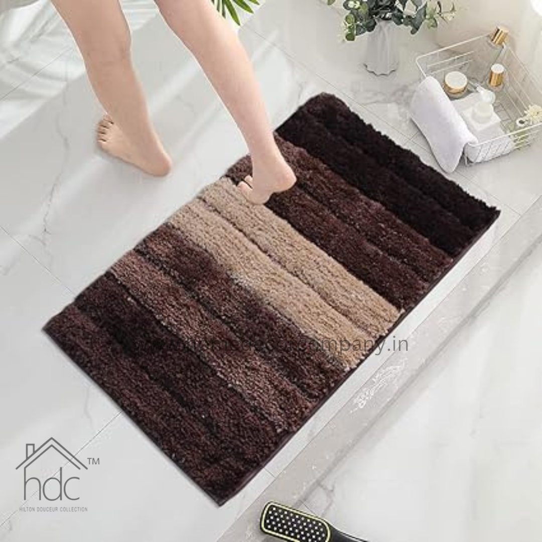 Hdc Bathmat 2500 GSM Microfiber Anti Skid Water Absorbent Machine Washable and Quick Dry Luxury Mats for Bathroom, Kitchen, Entrance (40cm x 60cm, Brown, Pack of 1)