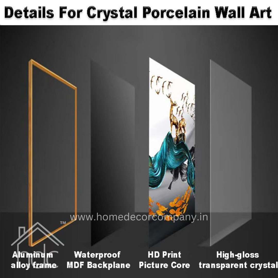 Hdc Modern Crystal Painting Set with Golden Frame - 3 Pieces, 16x24 inches