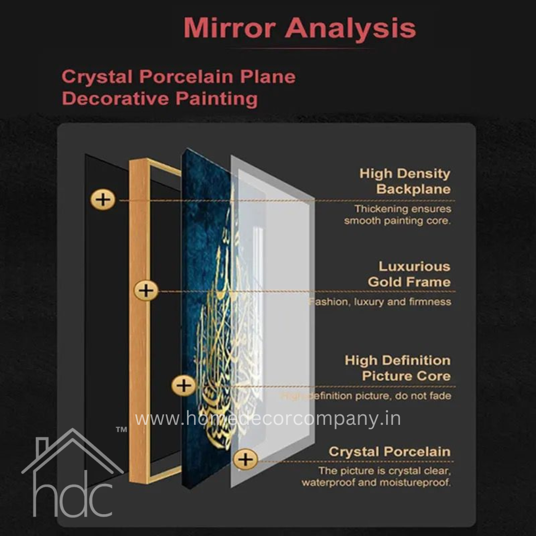 Hdc Modern Crystal Painting Set with Golden Frame - 3 Pieces, 16x24 inches