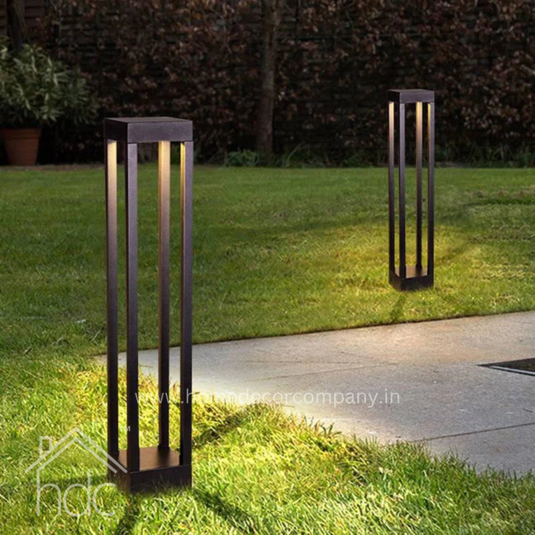 HDC Outdoor 600mm Square Bollard Garden Light for Pathways, Driveway, IP65 Waterproof - Warm White