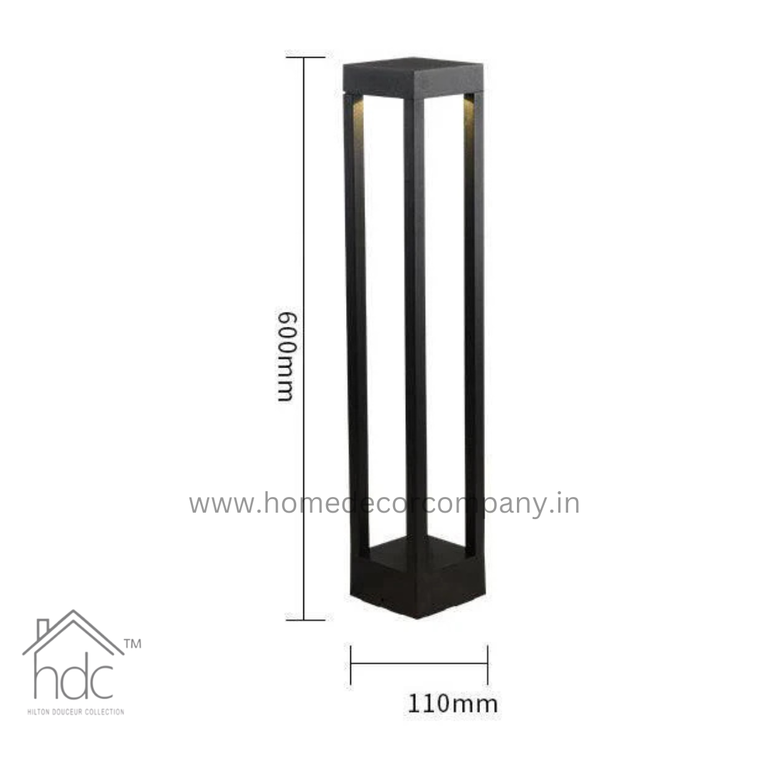 HDC Outdoor 600mm Square Bollard Garden Light for Pathways, Driveway, IP65 Waterproof - Warm White