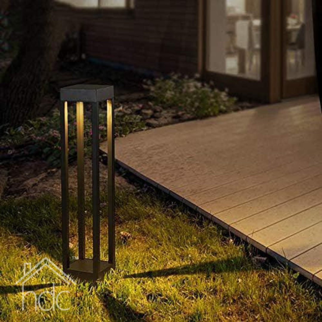 HDC Led 300MM Square Bollard Outdoor Garden Park Driveway Light - Warm White