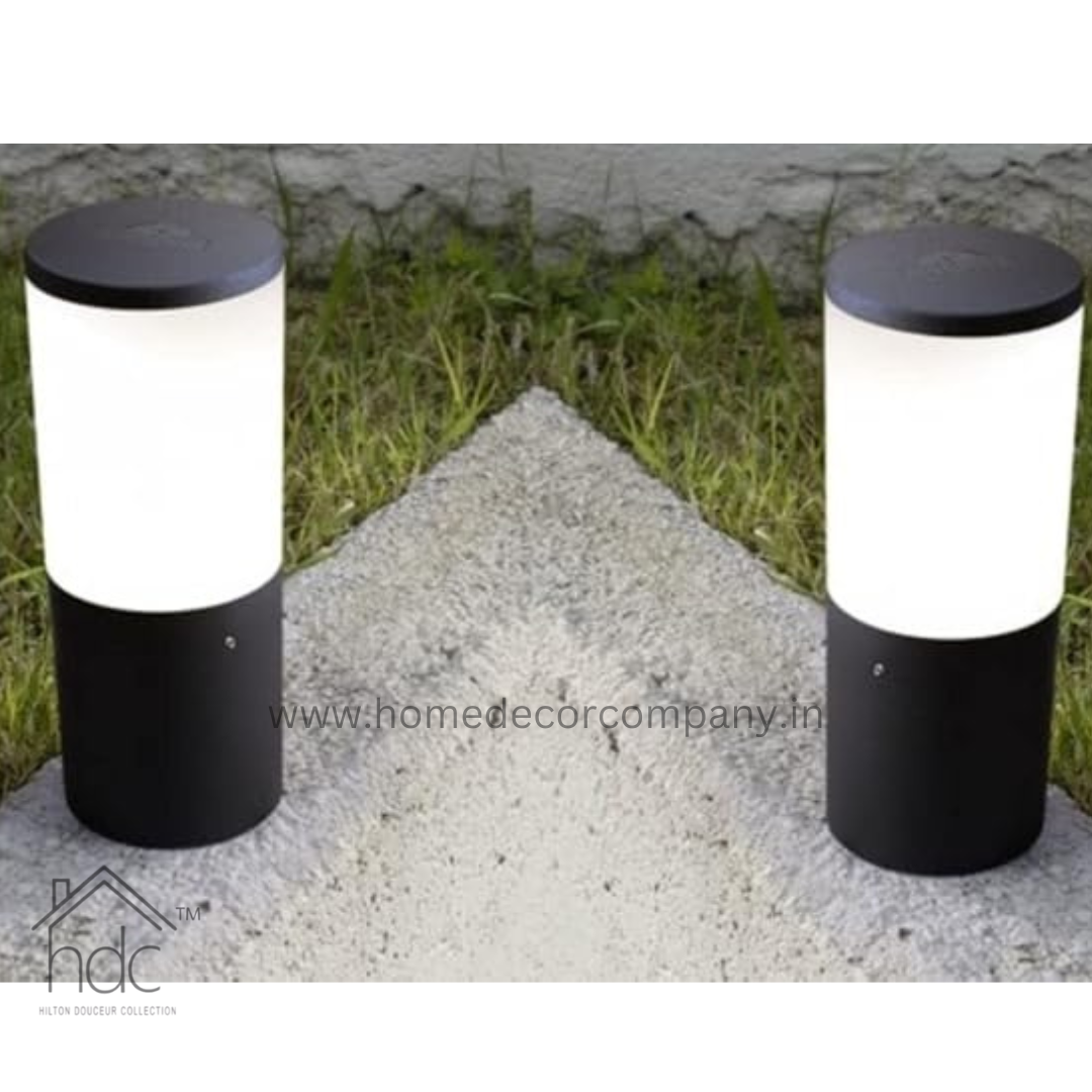 HDC 300mm Mini Bollard Pole Pillar Light Black Waterproof Garden Light Gate Light Bollard Light Entryway Pathway Garden Area