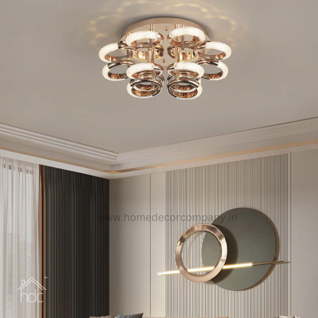 Hdc 9 Lights Gold Ceiling Light Chandelier for Living Dining Room - Warm White