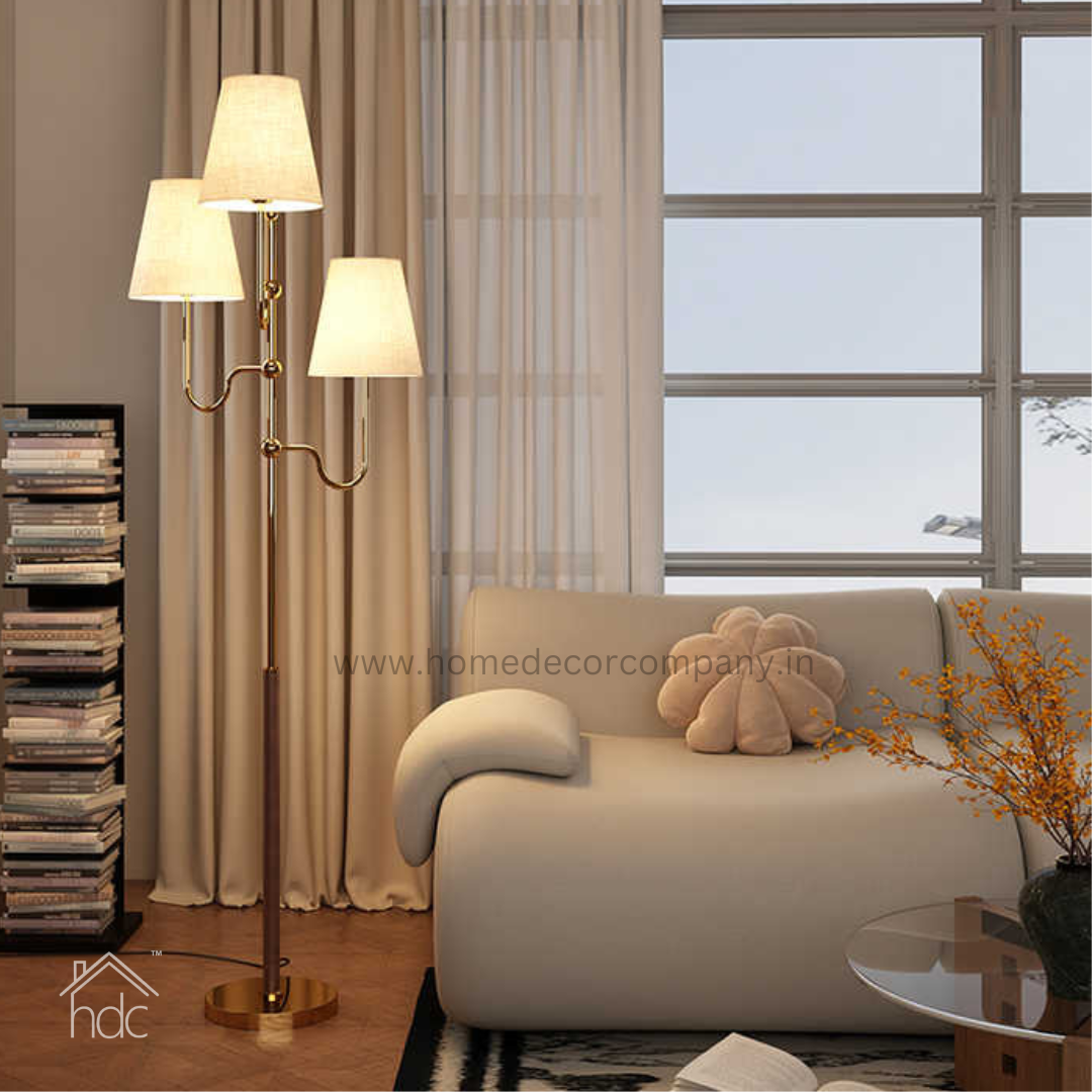 Hdc High Quality Nordic Minimalist Triple Shade Golden Floor Lamp