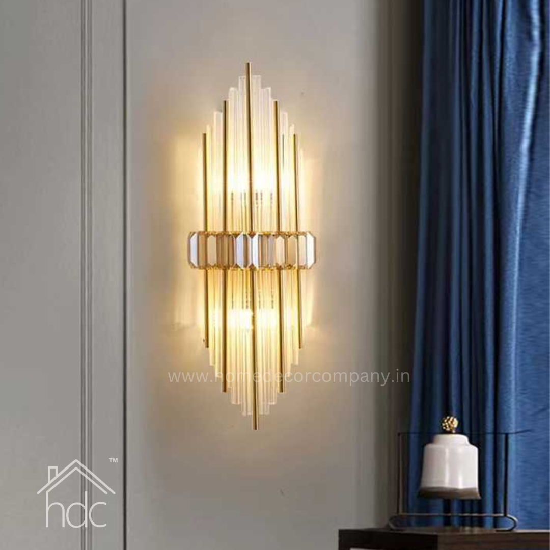 Hdc Modern Golden Wall Light With Crystal Bars for Bedroom Living Room Hallway Entrance Dressing Table