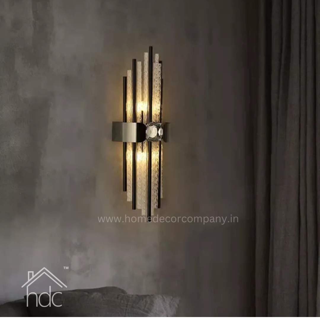 Hdc Crystal Black Wall Sconce Glass Rods for Hall Restaurant Bedroom Indoor Decorative Lighting