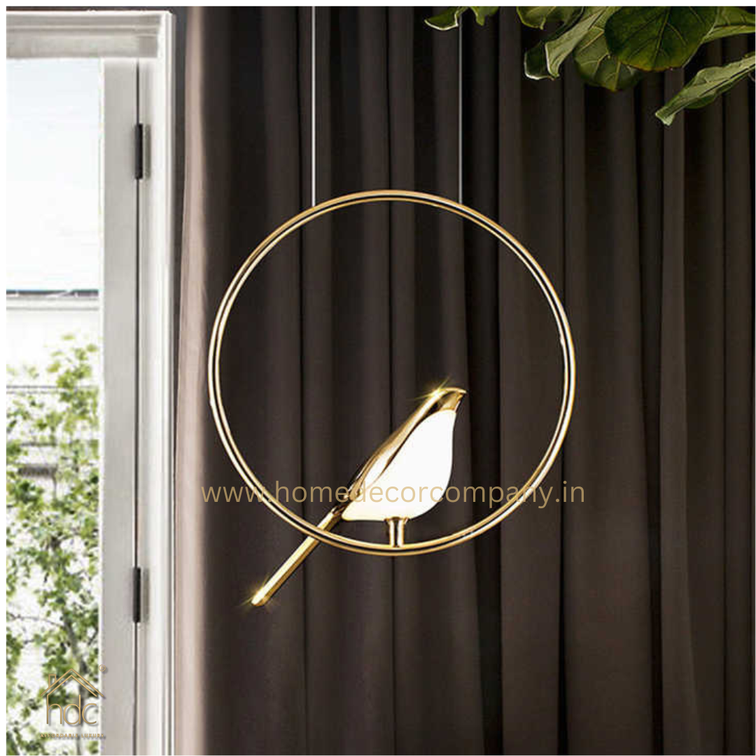 HDC LED 1 Bird Gold Ring Hanging Pendant Ceiling Light - Warm White