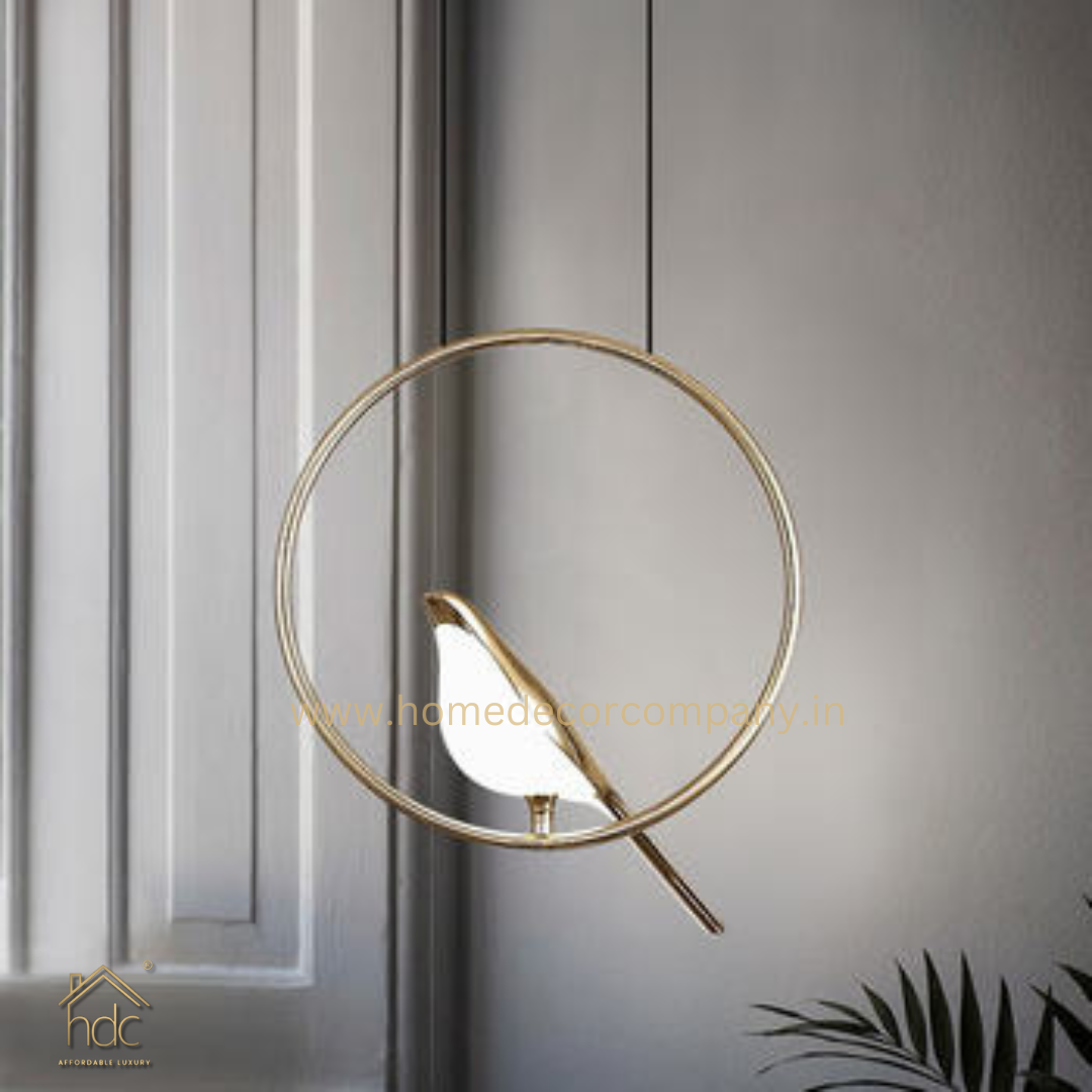 HDC LED 1 Bird Gold Ring Hanging Pendant Ceiling Light - Warm White