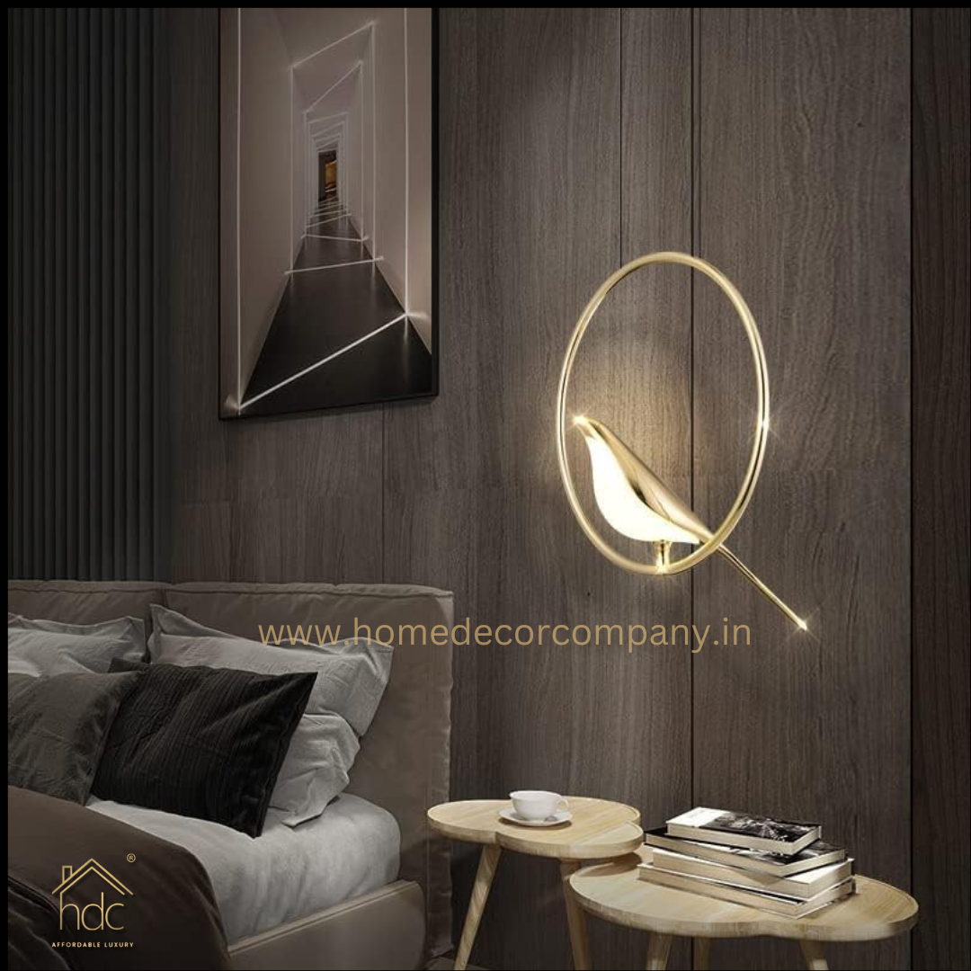 HDC LED 1 Bird Gold Ring Hanging Pendant Ceiling Light - Warm White