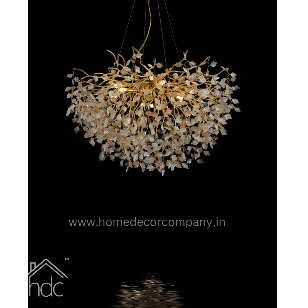 Hdc 800 MM Crystal Gold LED Tree Chandelier Light for Living Room Round Dining Room Chandelier Over Table - Warm White