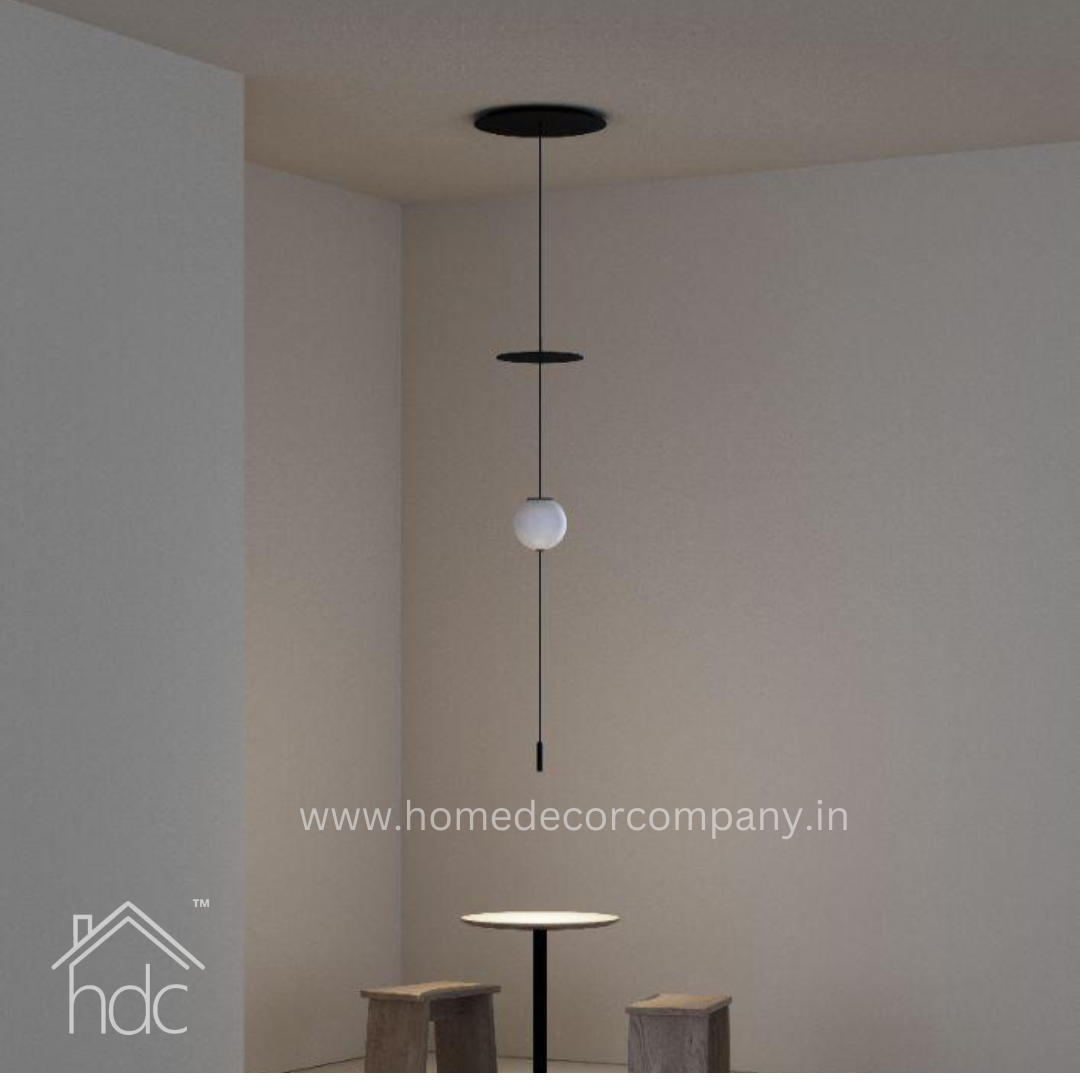 Hdc Long Black Light Round Pendant Lamp For Living Room Bedroom