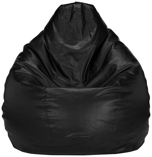 HDC Super Lama Leather Bean Bag Cover Without Beans (Black) - HDC.IN